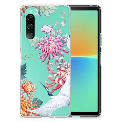 Sony Xperia 10 V | TPU Hoesje | Bird Flowers Sony Xperia 10 V | TPU Hoesje | Bird Flowers
