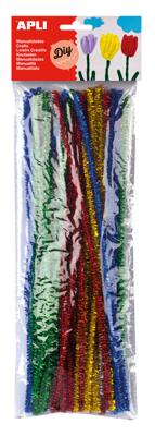 Apli chenilledraad, blister met 50 stuks in geassorteerde glossy kleuren