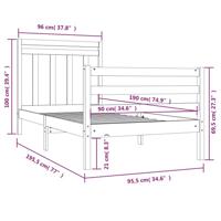 Bedframe massief hout 90x190 cm - thumbnail
