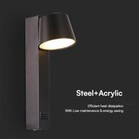 V-TAC VT-10112 23406 LED-wandlamp LED Energielabel: D (A - G) 8 W LED Zwart - thumbnail