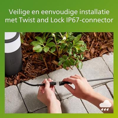 Philips Gardenlink Laagspanningskabel voor Buiten 2M - 24V - Zwart - IP67 Waterdicht