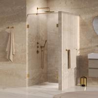 BRAUER Void Carving nisdeur 2-delig helder glas 100x200 omkeerbaar met draaideur 60 aan muur incl. glascoating PVD goud geborsteld - thumbnail