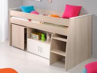 Samengesteld bed CARL 90x200 cm gerookte acacia/wit - thumbnail