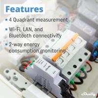 Shelly Shelly Pro 3EM 120A Elektriciteitsmeter WiFi, Bluetooth - thumbnail