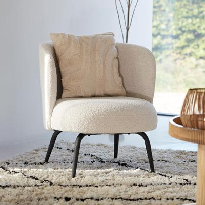 Light & Living Fauteuil 'Dieyda' Bouclé, kleur Crème Light & Living Fauteuil 'Dieyda' Bouclé, kleur Crème