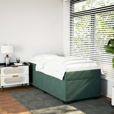 Boxspring met matras fluweel donkergroen 120x200 cm - thumbnail