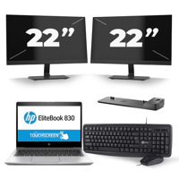 HP EliteBook 830 G5 - Intel Core i7-8e Generatie - 13 inch - 16GB RAM - 256GB SSD - Windows 11 + 2x 22 inch Monitor - thumbnail
