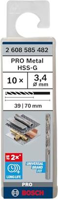 Bosch Accessories 2608585482 HSS Metaal-spiraalboor 3.4 mm Gezamenlijke lengte 70 mm Geslepen DIN 338 Cilinderschacht 10 stuk(s) Bosch Accessories 2608585482 HSS Metaal-spiraalboor 3.4 mm Gezamenlijke lengte 70 mm Geslepen DIN 338 Cilinderschacht 10 stuk(s)