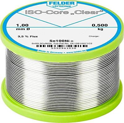 Felder ISO-Core Clear Sn100Ni+ Soldeertin Spoel Sn99,25Cu0,7Ni0,05 0.500 kg 1 mm Felder ISO-Core Clear Sn100Ni+ Soldeertin Spoel Sn99,25Cu0,7Ni0,05 0.500 kg 1 mm