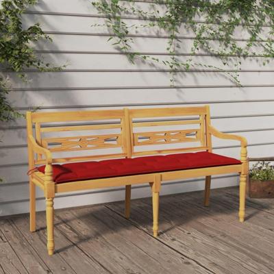 Bankje Batavia met rood kussen 150 cm massief teakhout