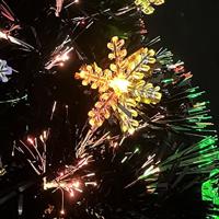 VidaXL Kerstboom met led-sneeuwvlokken 64 cm glasvezel zwart - thumbnail