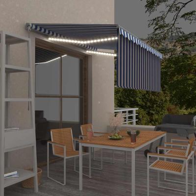 Luifel handmatig uittrekbaar rolgordijn LED 3x2,5 m blauw wit