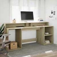 Bureau met LED-verlichting 200x55x91 cm hout sonoma eikenkleur - thumbnail