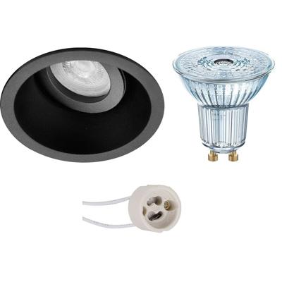 GU10 Inbouwspot Set - Mat Zwart - Inbouw Rond - Dimbaar - Kantelbaar - LEDVANCE Parathom PAR16 940 36D - Pragmi Zano Pro - 3.4W - Natuurlijk Wit 4000K - Ø93mm