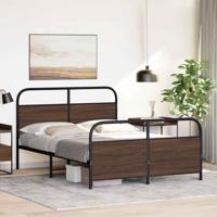 Bedframe zonder matras metaal bruin eikenkleurig 140x200 cm - thumbnail