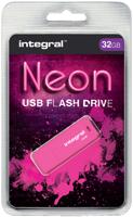Integral Neon USB 2.0 stick, 32 GB, roze - thumbnail