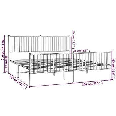 Bedframe met hoofd- en voeteneinde metaal zwart 200x200 cm - thumbnail