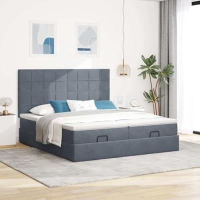 Ottoman bed met matrassen 180x200cm fluweel donkergrijs