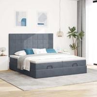 Ottoman bed met matrassen en LED's 160x200cm fluweel - thumbnail