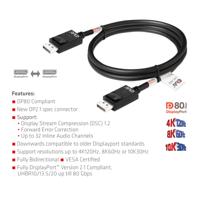 Club 3D displayport 2.1 vesa dp80 gecertificeerde kabel male-male (zwart, 1,2 meter, 4k 240hz, 8k 60hz, 80gbps) - thumbnail
