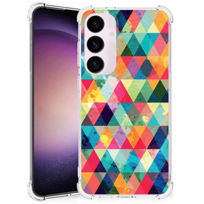 Samsung Galaxy S24 Plus Doorzichtige Silicone Hoesje Geruit Samsung Galaxy S24 Plus Doorzichtige Silicone Hoesje Geruit