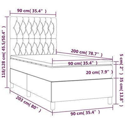 Boxspring met matras en LED stof donkerbruin 80x200 cm