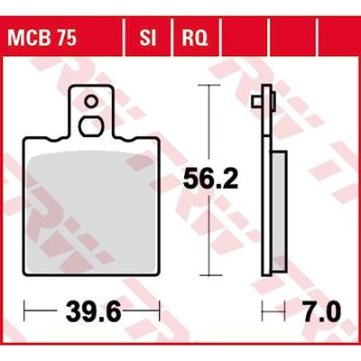 TRW remblokken "mcb 75" brake pad mcb 75 rq organic racing