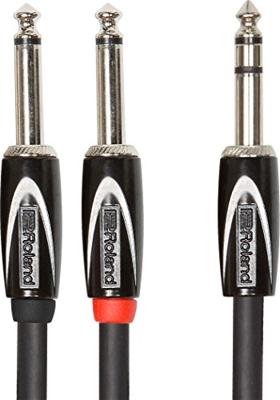 Roland RCC-10-TR28V2 jackkabel 1x 6.35mm TRS naar 2x 6.35mm TS 3 meter