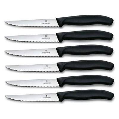 Victorinox steakmessen zwart 6 stuks
