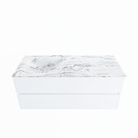 MONDIAZ VICA-DLUX 120cm badmeubel onderkast Talc 2 lades. Inbouw wastafel CLOUD links zonder kraangat, kleur Glace. - thumbnail