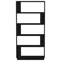 Boekenkast/kamerscherm 80x25x163,5 cm massief grenenhout zwart - thumbnail
