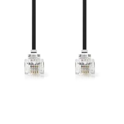 Nedis Telecomkabel | RJ11 Male | RJ11 Male | 10.0 m | Kabel design: Plat | Connectorplating: Goud Verguld | Kabeltype: RJ11 | Zwart | Label - Nedis Telecomkabel | RJ11 Male | RJ11 Male | 10.0 m | Kabel design: Plat | Connectorplating: Goud Verguld | Kabeltype: RJ11 | Zwart | Label -