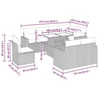 9-delige Loungeset met kussens poly rattan zwart - thumbnail