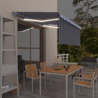 VidaXL Luifel handmatig uittrekbaar rolgordijn led 3x2,5 m blauw wit - thumbnail