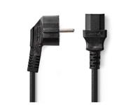 Stroomkabel | Type F (CEE 7/7) Male | IEC-320-C13 | 90° Gehoekt | Recht | Vernikkeld | 2.00 m | Rond | PVC | Zwart - thumbnail