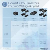 TRENDnet TPE-117GI Gigabit Ultra PoE+ injector, Full Duplex Gigabit snelheid, 100 m netwerk bereik, plug & play - thumbnail