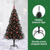 VidaXL Kerstboom met 150 led met standaard zwart 120 cm pvc - thumbnail