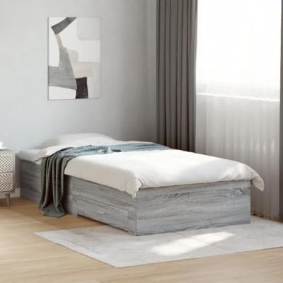 Bedframe met lades bewerkt hout grijs sonoma eiken 90x200 cm