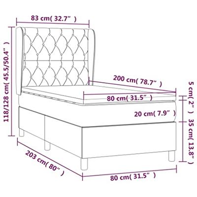 Boxspring met matras stof crèmekleurig 80x200 cm