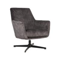 LABEL51 Draaibare Fauteuil 'Toby' Velvet, kleur Antraciet - thumbnail