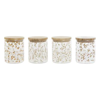 Tin DKD Home Decor Bamboe Borosilicaatglas Shabby Chic 700 ml 10 x 10 x 12,5 cm (4 Stuks)