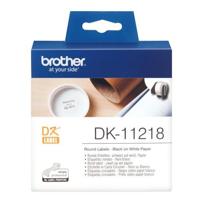 Brother DK-11218 voorgestanst rond label - papier printlint Brother DK-11218 voorgestanst rond label - papier printlint