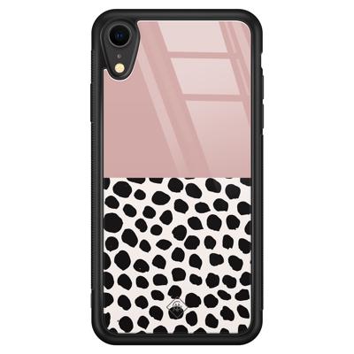 iPhone XR glazen hardcase - Pink dots