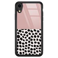 iPhone XR glazen hardcase - Pink dots - thumbnail