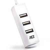 ACT USB Hub, 4-poorts USB 2.0, Plug & Play, voor Desktop PC/Notebook, Wit - AC6200 - thumbnail