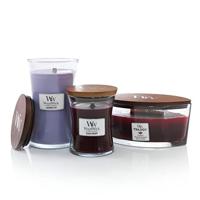 WoodWick Geurkaars Medium Black Cherry - 11 cm / ø 10 cm - Geurkaars in Glas - Houten Lont - thumbnail