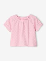 T-shirt met korte mouwen geborduurd lichtroze - thumbnail