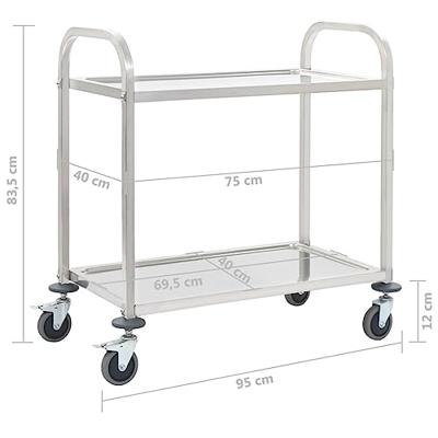 Keukentrolley 2-laags 95x45x83,5 cm roestvrij staal
