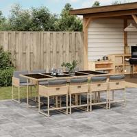 9-delige Tuinset met kussens poly rattan gemengd beige - thumbnail