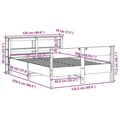 Bedframe zonder matras massief grenenhout wasbruin 140x200 cm